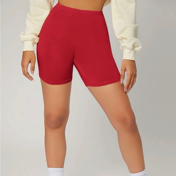 Solid High Waist Biker Shorts - Picture 1 of 2